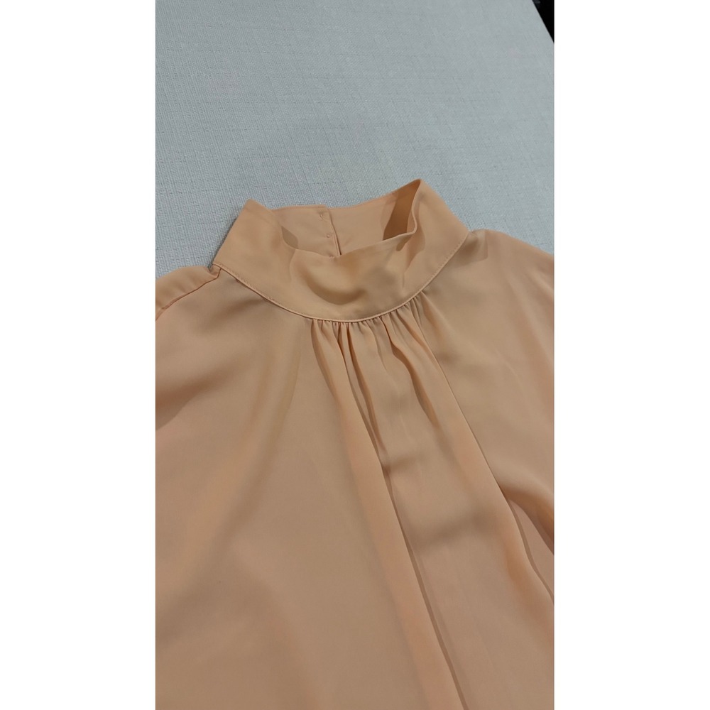 Worthington Blouse Women XXL Peach New Sleeveless Mock Neck Pleated Keyhole